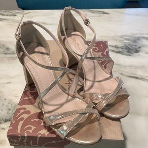 Klub Nico “Raissa” Metallic Block Heel Sandals 6 Anthropologie